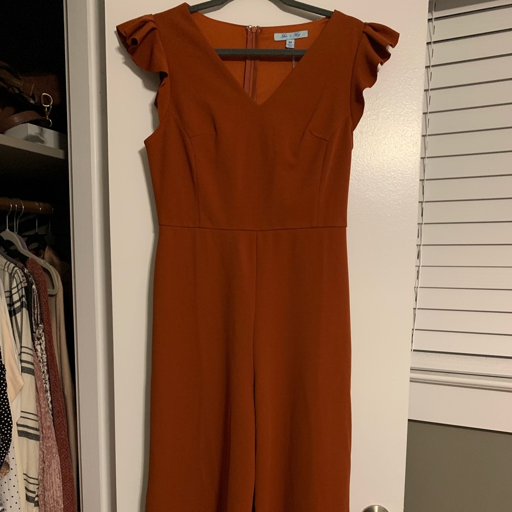 She + Sky Ruffle Sleeve Jumpsuit